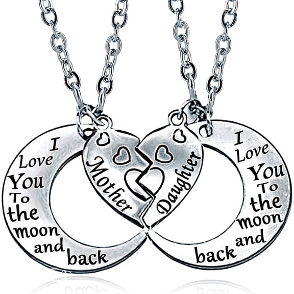 Visland Gifts for Mom I Love You to the Moon and Back Mother Daughter Women Necklaces Pendant Mother's Day Gifts,2 Pieces