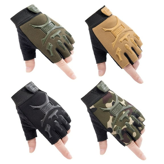Visland Girls Boys Half Finger Cycling Gloves Sport Protective Gloves Racing Mitts Non-Slip Breathable Short Finger Summer Gloves Mountain Road Bike Riding Bicycle Running Fox Gloves