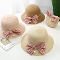 thumbnail image 1 of Visland Girls Hat Braided Sun Protection Sweet Kids Bow Knot Hat Bag Suit for Beach, 1 of 5