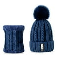 thumbnail image 1 of Visland Girls Winter Knitted Beanie Hat, Winter Hat Scarf Set for Women, Soft Stretch Warm Fleece Lined Ski Beanie Cap with Pompom, 1 of 4