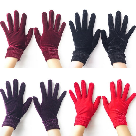 Visland Glove for Outdoor Activities,Women Solid Color Full Finger Stretchy Velvet Evening Party Prom Cycling Gloves