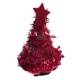 thumbnail image 1 of Visland Green Ribbon Hat with Plush Small Ball Star Cap Top Xmas Dress Up Cloth Xmas Performance Wear Hat for Christmas, 1 of 2