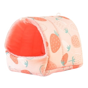 Visland Guinea Pig Bed Cave, Cute Cartoon Pattern Soft Skin-friendly Cozy Hamster House Hideout for Dwarf Rabbits Hedgehog Squirrel Winter Nest Hamster Rats Cage Accessories