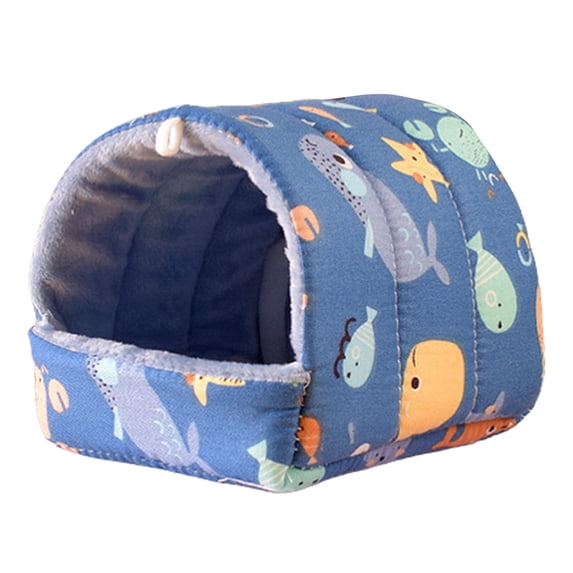 Visland Guinea Pig Bed Cave, Cute Cartoon Pattern Soft Skin-friendly Cozy Hamster House Hideout for Dwarf Rabbits Hedgehog Squirrel Winter Nest Hamster Rats Cage Accessories