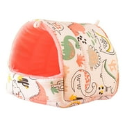 Visland Guinea Pig Bed Cave, Cute Cartoon Pattern Soft Skin-friendly Cozy Hamster House Hideout for Dwarf Rabbits Hedgehog Squirrel Winter Nest Hamster Rats Cage Accessories