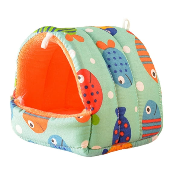 Visland Guinea Pig Bed Cave, Cute Cartoon Pattern Soft Skin-friendly Cozy Hamster House Hideout for Dwarf Rabbits Hedgehog Squirrel Winter Nest Hamster Rats Cage Accessories