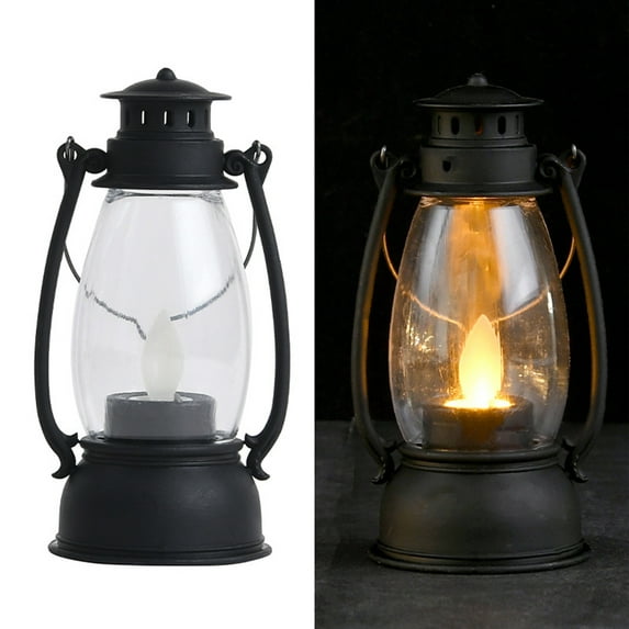 Visland Halloween Mini Lanterns, Small LED Indoor Lanterns Decorative Farmhouse Outdoor Decor Hanging Lantern Decorative Candle Lanterns for Halloween Christmas