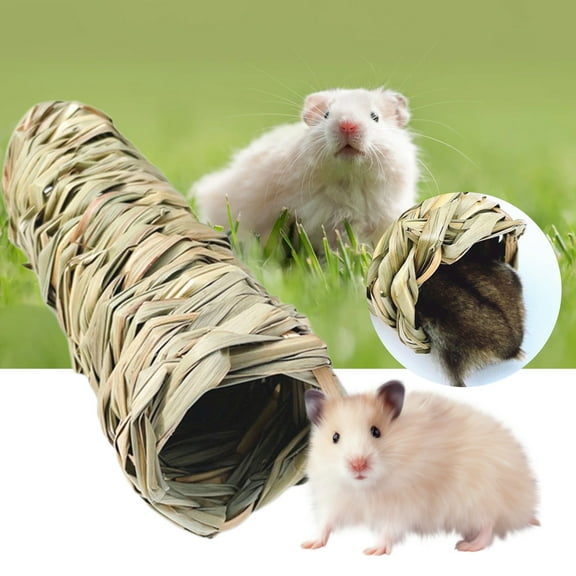 Visland Hamster Grass Tunnel Toy, Guinea Pig Natural Grass Hand Tunnels and Tubes Toys for Rats,Syrian Hamster,Ferrets,Guinea Pig,Chinchilla Hedgehog