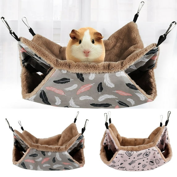 Visland Hamster Hammock, Durable Double-layer Soft Plush Winter Warm Hammock Hanging Bed Cage Accessories Bedding Hide for Squirrel Hamster Rabbits Rats Small Animal