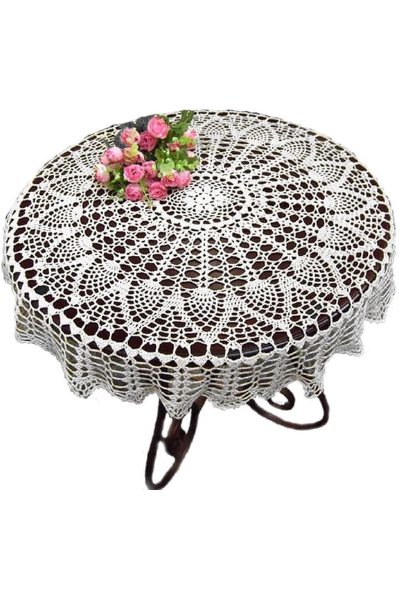 Handmade Crochet Cotton Tablecloth Round Crochet Tablecloths for Wedding Home Decor