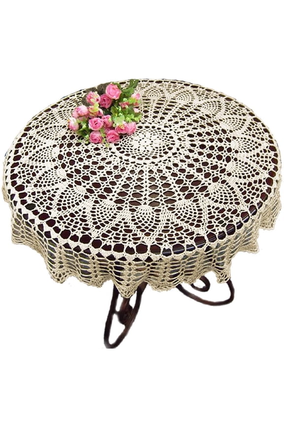 Handmade Crochet Cotton Tablecloth Round Crochet Tablecloths for Wedding Home Decor