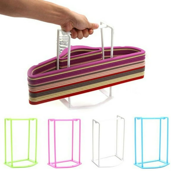 Visland Hanger Stacker Caddy Holder Storage PP Clothes Hanger Organizer Rack with Lifting Handle for Closet Tidier Laundry Room Space-saving