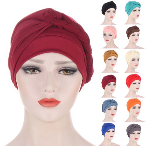 Visland Head Scarf Solid Color Braid Headdress Brimless Pure Color Turban Cap Party Accessories