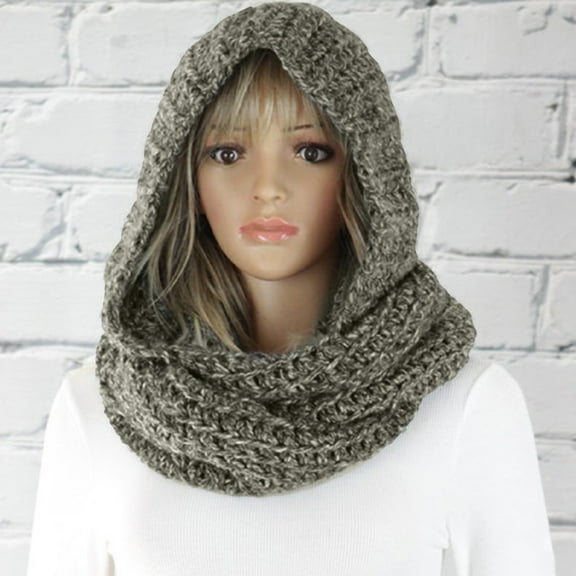 Visland Hooded Scarf , Women Winter Woolen Knitted Warm Shawl Wrap Head Scarves,Black