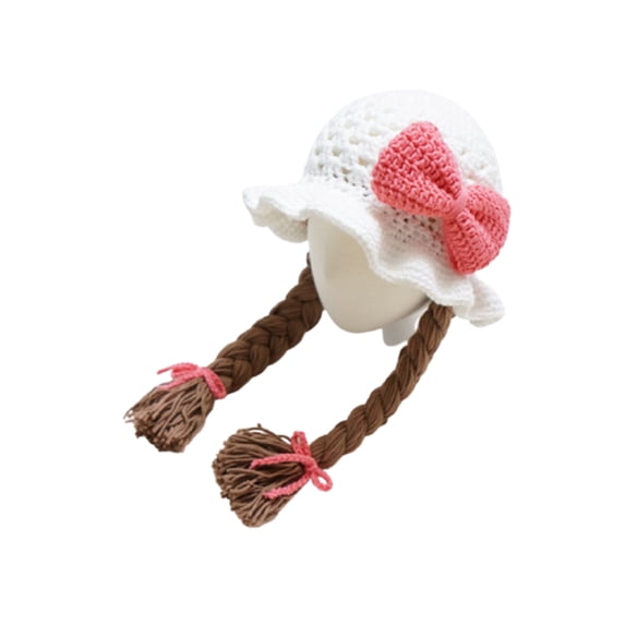 Visland Infant Baby Beanie Hat - Girls Soft Warm Knit Hat Kids Braided Wig Woolen Yarn Knitted Hat for Photo Prop