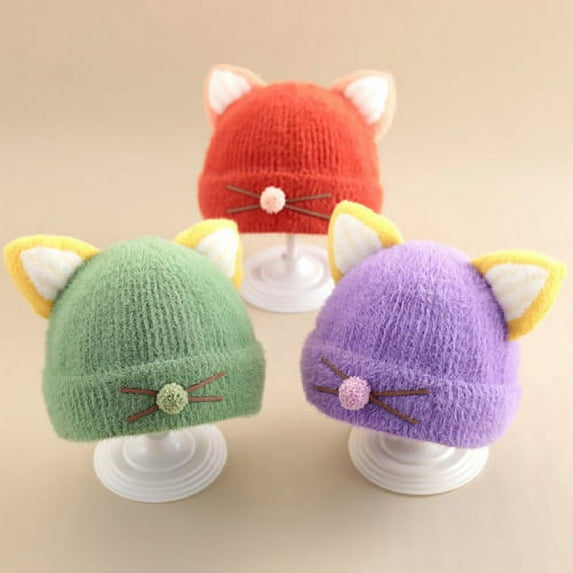 Visland Infant Toddler Winter Warm Hat Skin-friendly Wear Resistant Cotton cat ears Cap for 1-3 Years Old
