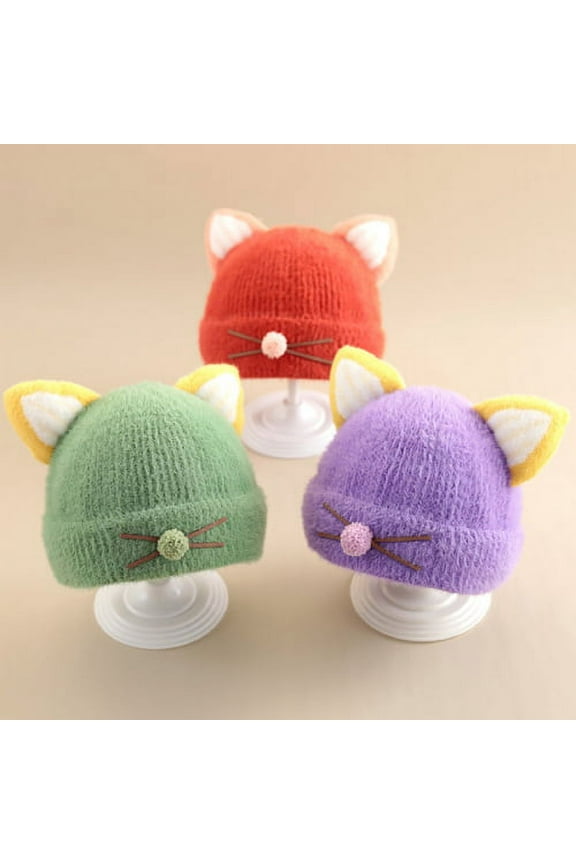 Infant Toddler Winter Warm Hat Skin-friendly Wear Resistant Cotton cat ears Cap for 1-3 Years Old