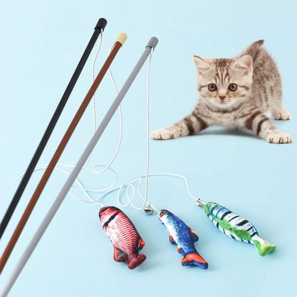 Visland Interactive Cat Toys Retractable Cat Wand Toy Fish Refills Cat