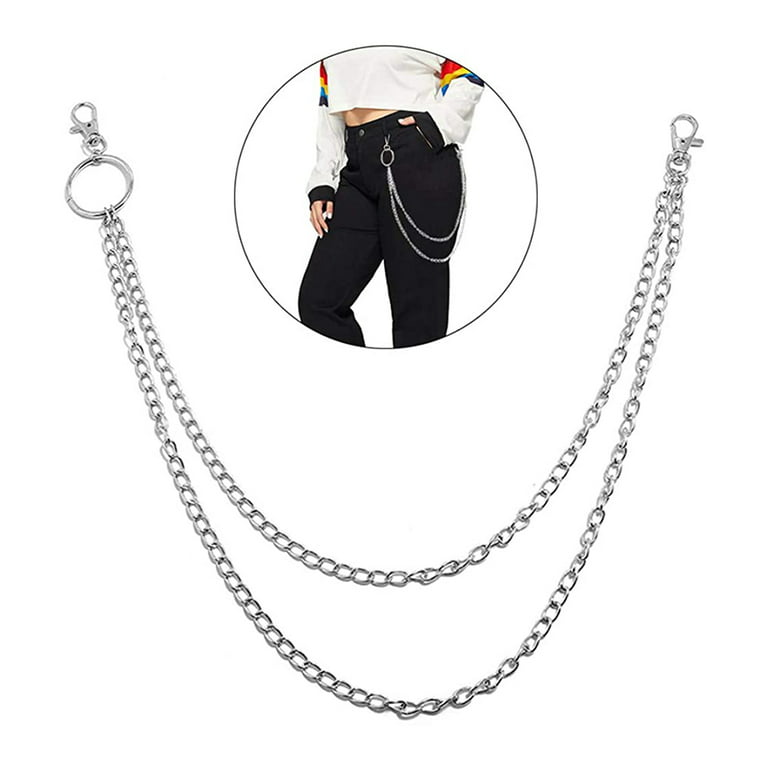 DIEZI Harajuku Vintage Car Jeans Pants Key Chain Ring Women Men Hip Hop  Silver Color Lock Key Tassel Chain Pendant Chain For Bag