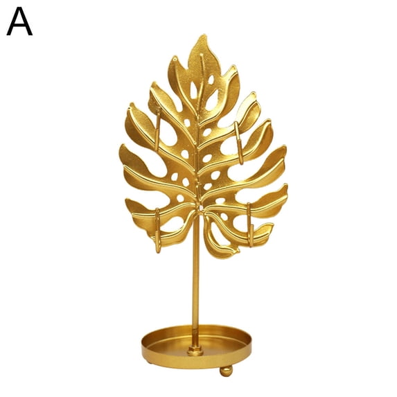 Visland Jewelry Display Stand, Leaf Shape Iron Jewelry Display Rack Stand Earrings Necklace Bracelet Organizer, Desktop Decor A