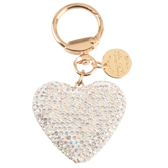 Visland Key Chain Shiny Full Rhinestone Sparkling Multi-purpose Reusable Gift Accessories Metal Heart Shaped Car Keychain Handbag Pendant Keyring for Wallet