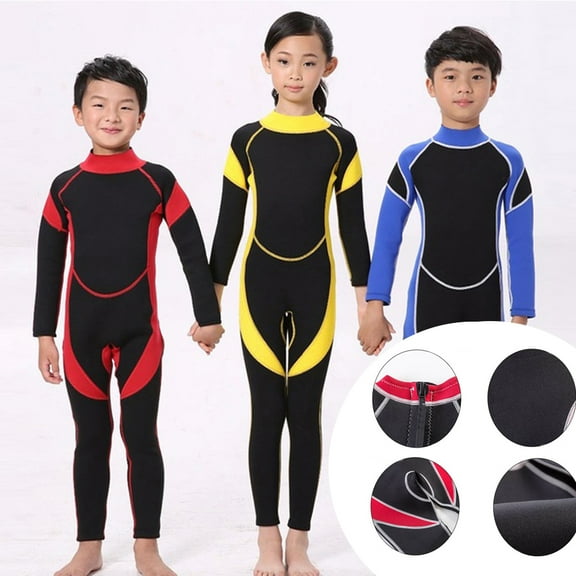 Visland Kids 2.5Mm Long Sleeve One Piece Full Body Wetsuit Uv Protection Thermal Swimwear Keep Warm for Scuba Diving Surfing Snorkeling Swimming Fishing for Boys Girls