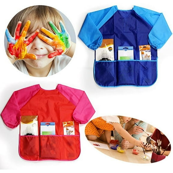 Visland Kids Art Smocks, Children Waterproof Artist Painting Aprons Long Sleeve with 3 Pockets for Age 2-6 Years Gifts