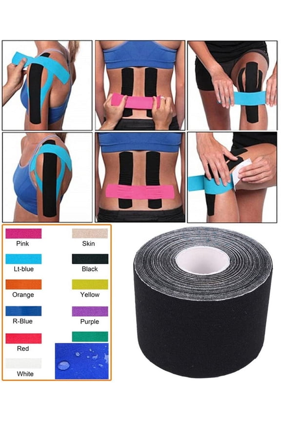 Kinesiology Tape, Waterproof Adhesive Sport Tape for Pain Relief, Cotton Elastic Athlete Tape for Exercise Fitness Muscle & Joints Support