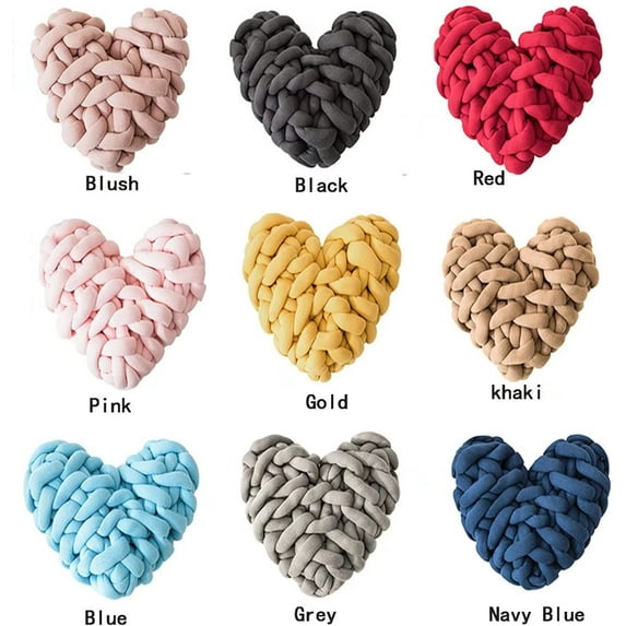 Visland Knotted Heart Pillow Knotted Soft Cute Cushion Knotted Heart-Shaped Pillow Knotted Heart-Shaped Pillow Cushion Heart-Shaped Decorative Pillow Shooting Props