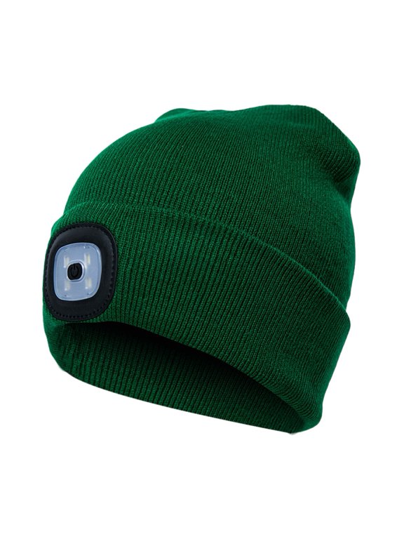 LED Beanie Hat with Light, Unisex Hands Free LED Headlamp Cap Winter Knitted Night Lighted Hat Flashlight Women Men Gifts for Dad Him Husband