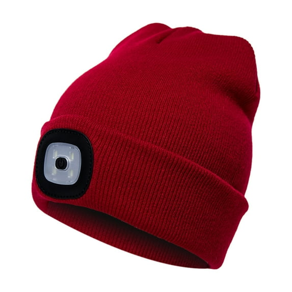 Visland LED Beanie Hat with Light, Unisex Hands Free LED Headlamp Cap Winter Knitted Night Lighted Hat Flashlight Women Men Gifts for Dad Him Husband