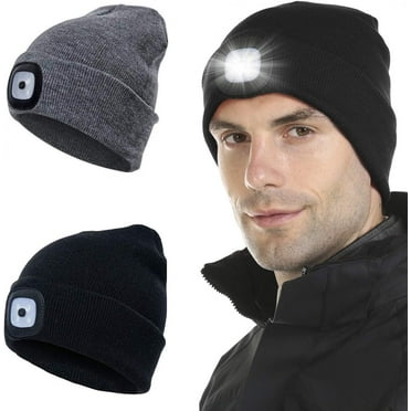 Visland LED Beanie Hat with Light, Unisex Hands Free LED Headlamp Cap Winter Knitted Night Lighted Hat Flashlight Women Men Gifts for Dad Him Husband