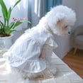 thumbnail image 1 of Visland Lace Bowknot Decor Faux Pearls Collar Flying Sleeve Dog Dress Pet Cat Dog Princess Tulle Dress Pet Supplies, 1 of 9