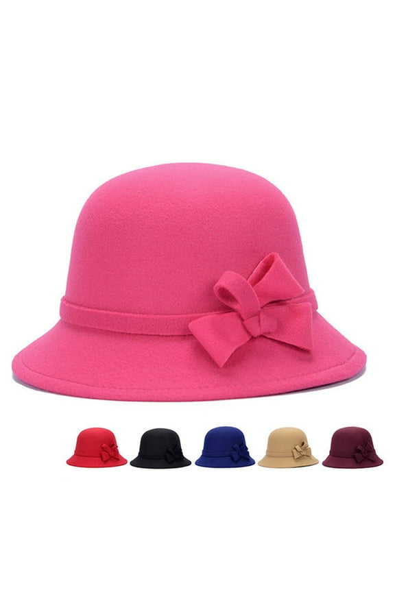 Ladies Winter Wool Bucket Hat 1920s Vintage Cloche Bowler Hat Stylish Fedora Church Derby Dress Party Hat
