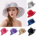 thumbnail image 1 of Visland Lady Derby Dress Church Cloche Hat Wide Brim Lightweight Stripe See-through Mesh Bucket Wedding Bowler Tea Party Hats, 1 of 8