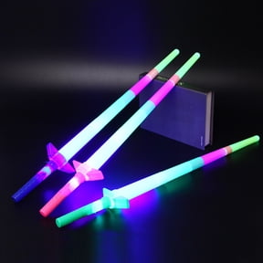 Visland Light Up LED Swords Expandable Laser Sabers Glow in Dark, Mini Glow Sticks, 4-Section 4 Colors, Flashing Neon Party Favors, 1PC