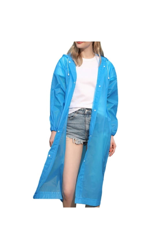 Long Raincoat Single-breasted Hooded Reusable Men Women Rainy Day Outdoor Hoodie Rain Coat for Garden