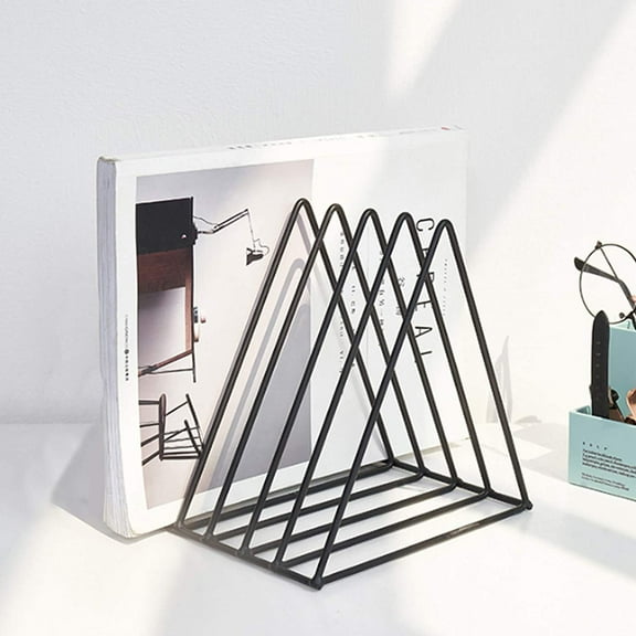 Visland Magazine Holder,5 Slot Metal Vinyl Record Stand Holder Triangle File Holder Newspaper Holder Photography Props for Office Home