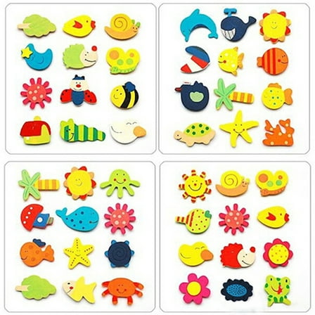 Visland Magnetic Animal Fridge Wooden Animal Magnets Novelty Cartoon Animals Numbers Letters Refrigerator Magnets Wooden Fridge Magnet Letters Whiteboard Magnetic Stickers for Learning/Education