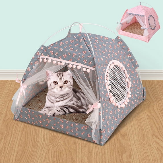 Visland Medium Portable Waterproof Cat Bed with Removable Cushion, Solid