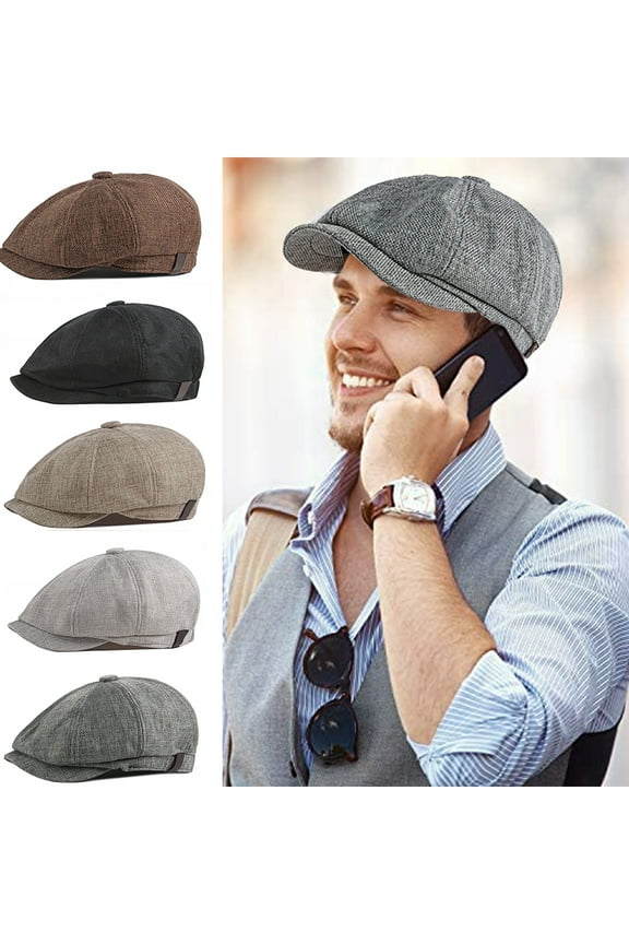 Men Beret Hat, Vintage Solid Color Elastic Soft No Deformation Sweat Absorption Breathable Casual Cap for Summer Gift Newsboy Cabbie Driving Hunting