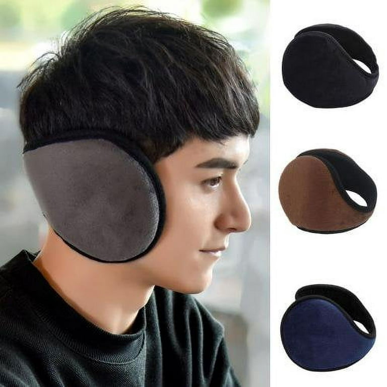 Visland Men Ear Muffs, Fashion Casual Solid Color Soft Cozy Plush Lined  Winter Ear Warm Foldable Ear Cover for Outdoor Skiing Riding Daily Wear 