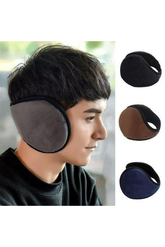 Men Ear Muffs, Fashion Casual Solid Color Soft Cozy Plush Lined Winter Ear Warm Foldable Ear Cover for Outdoor Skiing Riding Daily Wear
