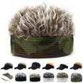 thumbnail image 1 of Visland Mens Novelty Fake Hair Visor Cap, Adjustable Sun Visor Hat with Wig Spiked Hairs with Spiked Hair Fashion Baseball Golf Cap for Men %26 Women, 1 of 5