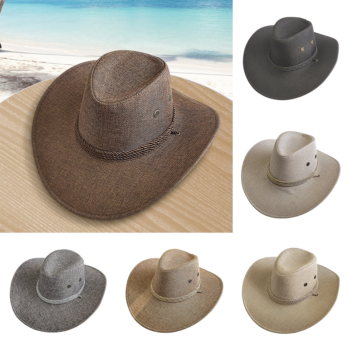 LBECLEY Plain Cowboy Hats for Men Sun Solid Fashion Western Cowboy