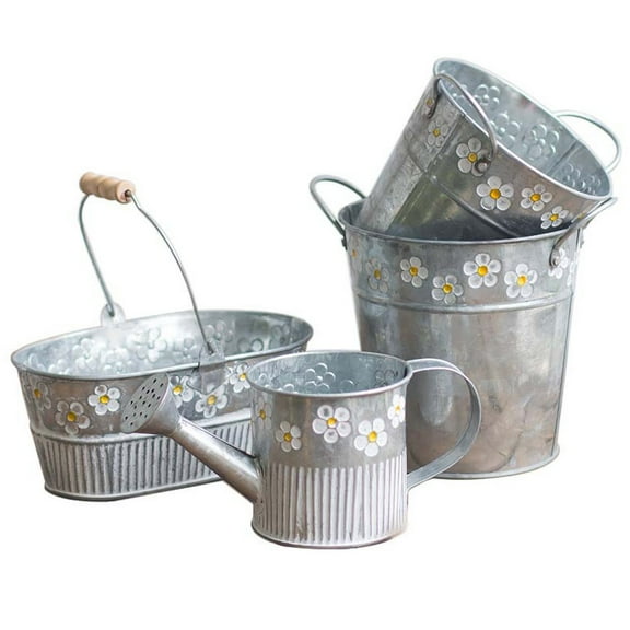 Visland Metal Flower Pots,Iron Plant Pots,Vintage Basket,Bucket Planter,Can be use on Balcony, Deck,Patio, Front Porch, Indoor or Outdoor