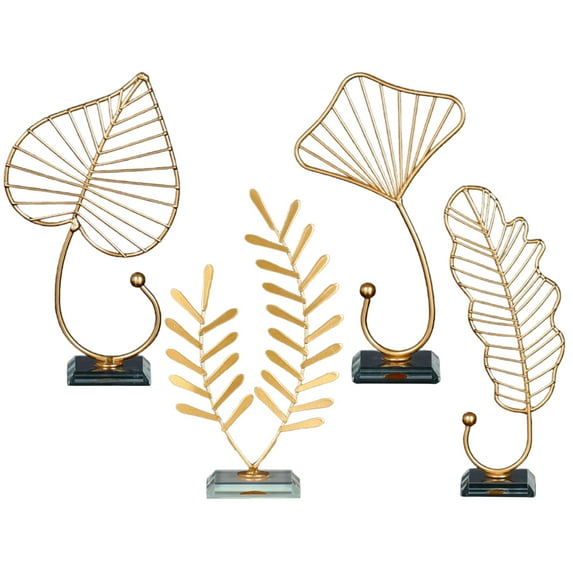 Visland Metal Golden Ginkgo Leaves Statue Ornaments Home Living Room Office Desk Decoration Accessories