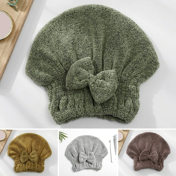 Visland Microfiber Hair Drying Towels, Super Absorbent Turban Hair Towel Cap, Quick Dry Head wrap with Bow-Knot Shower Cap for for Curly, Long, Thick Hair & Wet Hair