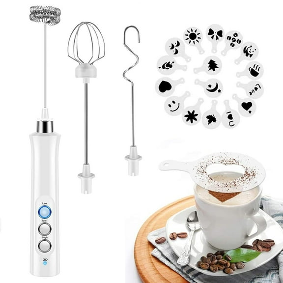 Visland Milk Frother Handheld, USB Rechargeable 3 Speeds Mini Electric Milk Foam Maker Blender Mixer for Coffee, Latte, Cappuccino, Hot Chocolate, Egg Whisks