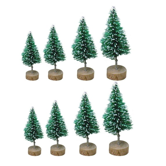 Visland Mini Christmas Tree for Tabletop, 8 Piece, Sisal/Wood, 1.77"/2.56"/3.35"/4.92"